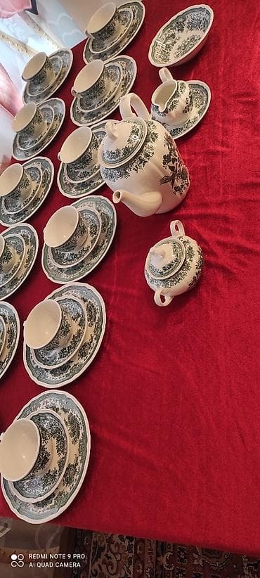 cay desmallari: Çay dəsti, rəng - Yaşıl, Farfor, Villeroy & Boch, 12 nəfərlik, Almaniya — 6