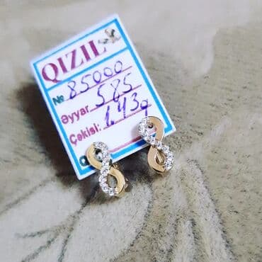 tək qaş: Sırğa, Sarı qızıl, 585 Əyar, 143 g — 3