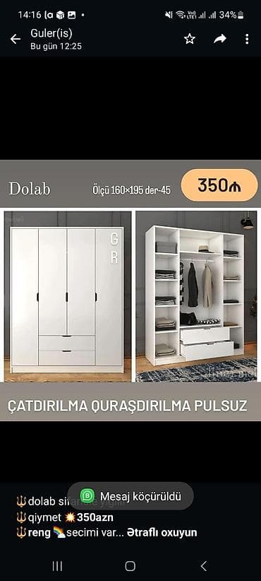 🔱dolab sifarisle yigilir 🔱qiymet *💥350azn* *🔱reng* 🌈secimi var 🔱ölcu — 1