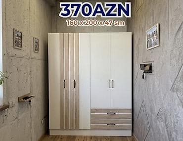paltar dolab: Yeni, 4 qapılı, Siyirməli, Ağ, Açılan, Düz dolab — 1