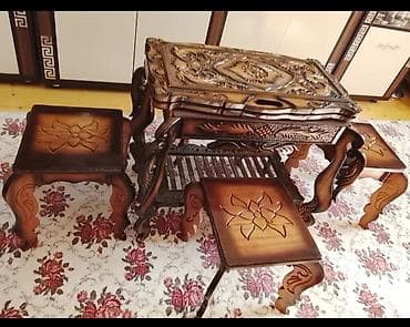 stolu: Qonaq otağı üçün, Qatlanan, 4 stul — 2