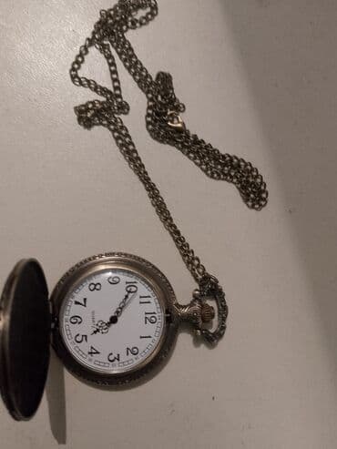 Klassik cib saatı və zəncir - Retro dizaynlı, qapaqlı cib saatı -