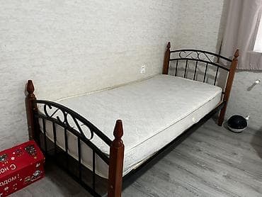 divan olculeri: Tək nəfərlik çarpayı – metal və ağac kombinasiyalı karkas, döşək ilə — 3