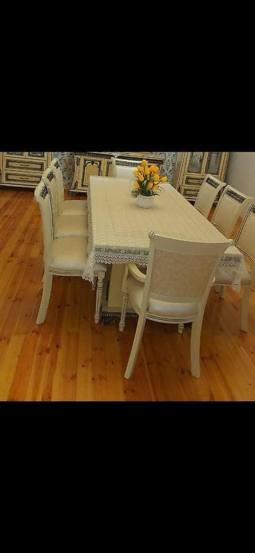 Qonaq otağı üçün, Açılmayan, Dördbucaq masa, 8 stul — 1