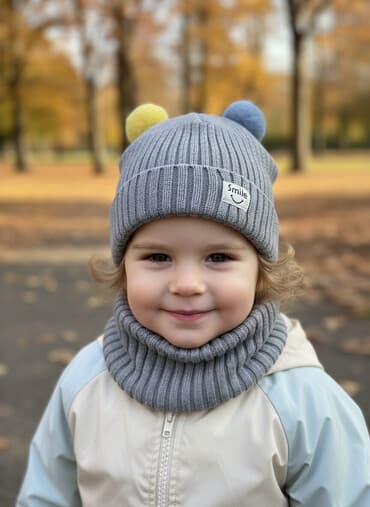 18 azn alınıb 2 dəfə taxıb Uşaq üçün toxunma papaq və boyunluq dəsti — 1