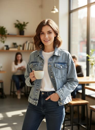 Məhsul: Cins gödəkcə - Klassik açıq-mavi “acid wash” cins parça -