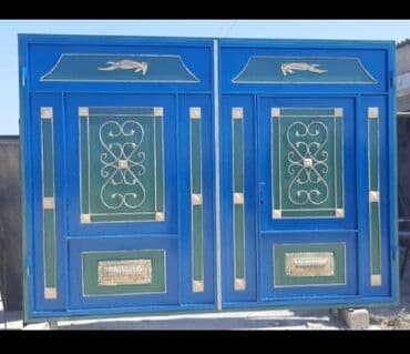 жер тошок: Железо Дворовые ворота, Распашные, 3 м, Механические, С дверью, цвет - Голубой, Нет кредита, Платная установка, Платная доставка — 50