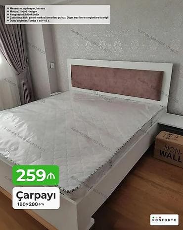 Çarpayı – 160×200 sm - Mexanizm: açılmayan, bazasız - Matras: 1 ədəd — 1