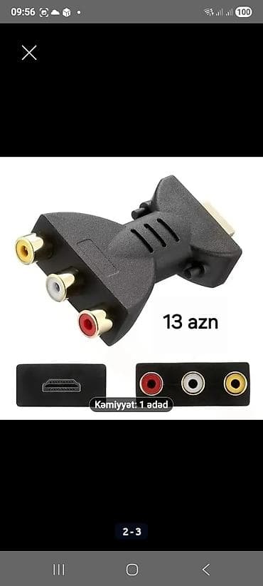 HDMI to 3 RCA (AV) çevirmə adapteri - HDMI giriş → Kompozit RCA
