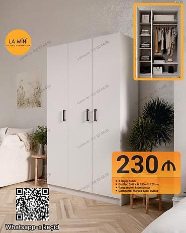 acarlı dolab: 3 qapılı, Digər rəng, Açılan, Düz dolab — 1