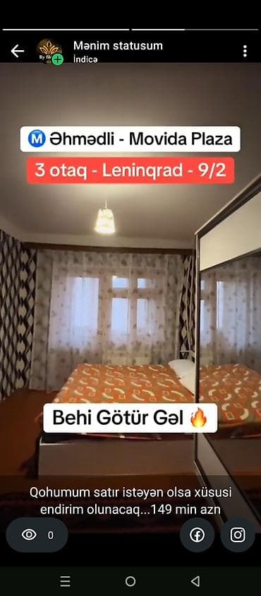 fin evlərinin qiyməti: Əhmədli metrosu – Movida Plaza yaxınlığı Leningrad layihəsi, 9/2 — 4