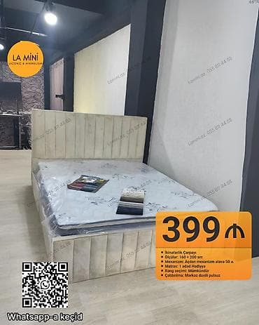 İkinəfərlik çarpayı, Bazalı, Matras ilə, Siyirməsiz lalafo.az -da İkinəfərlik çarpayı, Bazalı, Matras ilə, Siyirməsiz