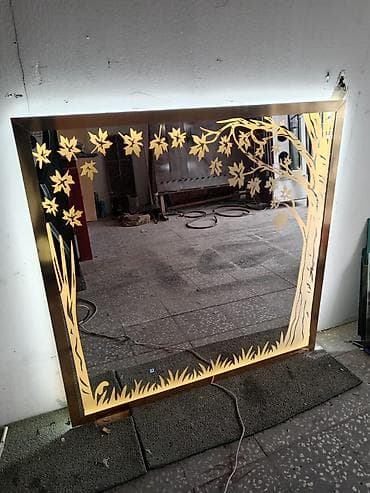 dekor guzgu: Güzgü Divar üçün, Kvadrat, Dekorativ, Arxa işıqlı — 1