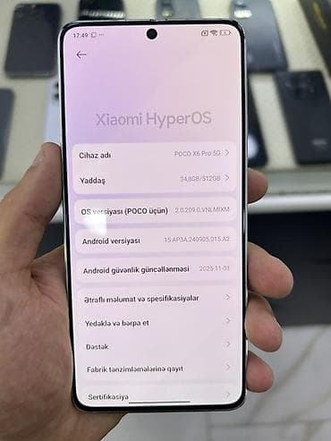 poko c75: Poco X6 Pro 5G, 512 GB, rəng - Gümüşü, Sensor — 5