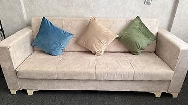 divan sultan: Bej rəngli 3 yerlik divan - Minimalist, düz xətli dizayn – geniş — 2