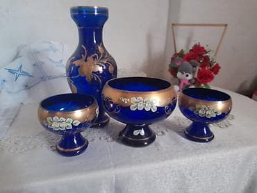 Mavi kobalt şüşədən dekorativ dəst əla vəziyyətdədir ciddi aliciya — 1