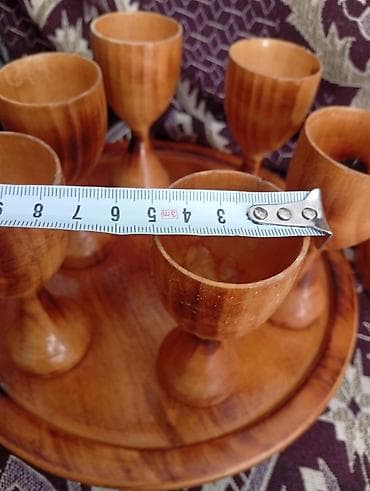 su samuru: Əl işı ağacdan hazırlanmış 7 hissəli şərab/likör dəsti - Material — 4