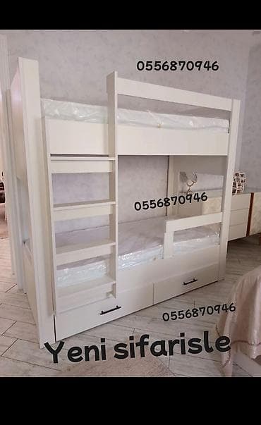 carpayı taxt: Oğlan və qız üçün, Yeni, Çarpayı, Matras ilə, Siyirməli, Laminat — 2