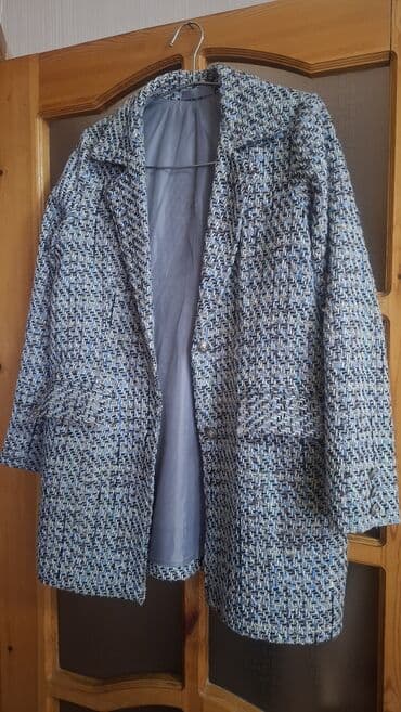 Kişi ayaqqabıları: Xanım palto – tweed fakturalı, düyməli, astarlı model. - Rəng — 1