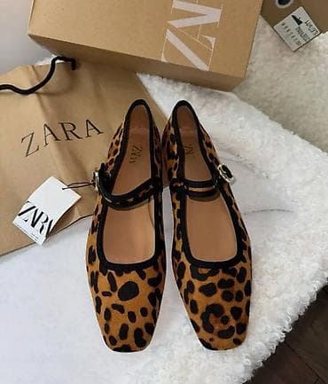 женские леопардовые туфли: Балетки, Zara, Размер: 38, цвет - Коричневый, Новый — 2