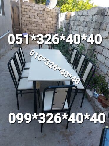 stol və stul dəstləri: Yeni, Dördbucaq masa, 6 stul, Açılmayan, Stullar ilə, Metal, Azərbaycan — 3