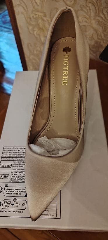 tebii deri: Tuflilər, Ölçü: 39, rəng - Bej, Yeni — 4