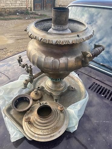 antikvar samovar: Antik samovar – bürüncdən, klassik “gövdəsi qabarlı” formalı — 7