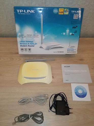 sazz modem kredit: TP-Link TD-W8951ND model nömrəli simsiz ADSL2+ modem router. Bu cihaz — 1