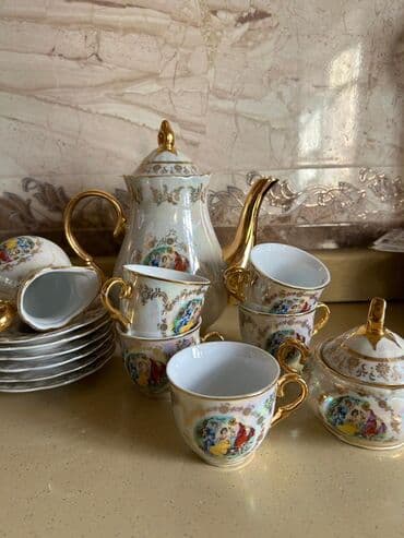 Qida məhsulları: Çay dəsti, rəng - Qızılı, Farfor, 6 nəfərlik — 1