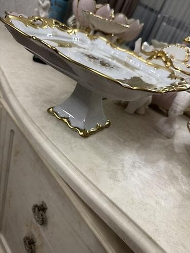 süfre: Tort və şiriniyyat qabı, rəng - Ağ, Farfor, Almaniya — 2