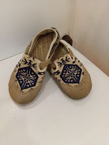 parça mokasinlər: Etno üslublu kətan espadri lər - Rəng: bej üstündə tünd mavi naxışlı — 3