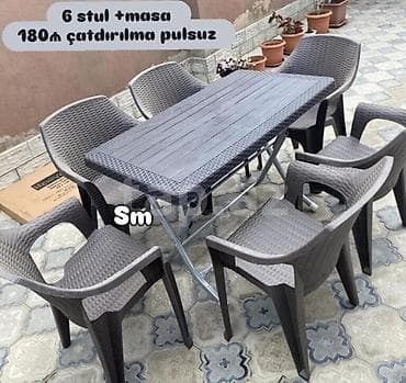 Açıq hava üçün masa‑stul dəsti - Dəst: 1 masa + 6 stul - Material