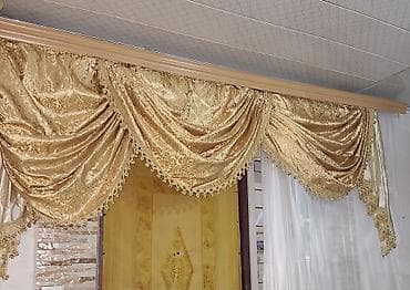 İşlənmiş, Satin Pərdə, rəng - Qızılı