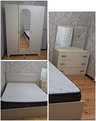 Двуспальная кровать, Шкаф, Трюмо, Б/у — 1