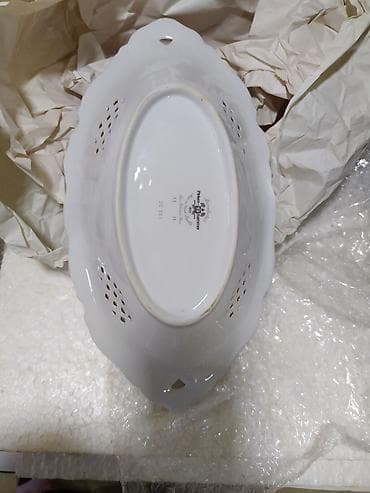 qab yigmaq ucun: Pirkenhammer (Bohemia) porselen oval vaz/trəvlə 2 ədəd - Brend və — 2