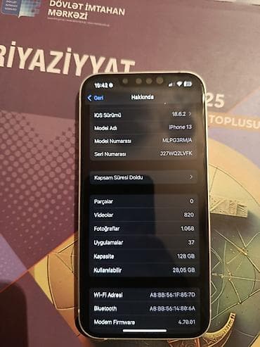 apple ekran: IPhone 13, 128 GB, Ağ, Face ID — 5