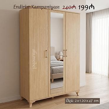 Dolablar: Üç qapılı dolablar təmiz laminatla 📌 Qiymət : 199₼ Ölçü : 2 x 1.20 — 4