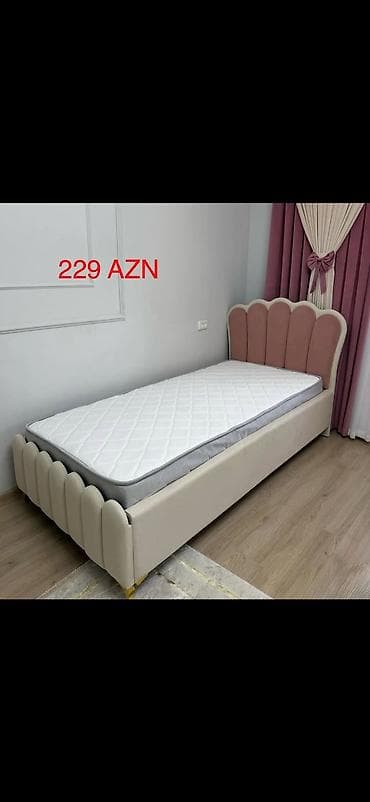 mebel usta: Tək nəfərlik çarpayı – 229 AZN - Zərif dizayn: dalğalı formalı yumşaq — 1