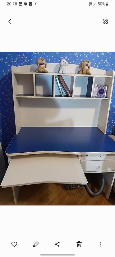 masa ders: Uşaq/şagird otağı üçün funksional iş masası və rəf modulu. - Rəng: ağ — 1