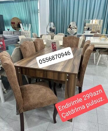 parket topdan satis: Qonaq otağı üçün, Yeni, Açılan, Dördbucaq masa, 6 stul — 2