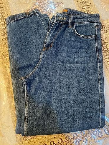 cins paltar: Klassik mavi denim şalvar - Material: 100% pambıq denim - Rəng: tünd — 2