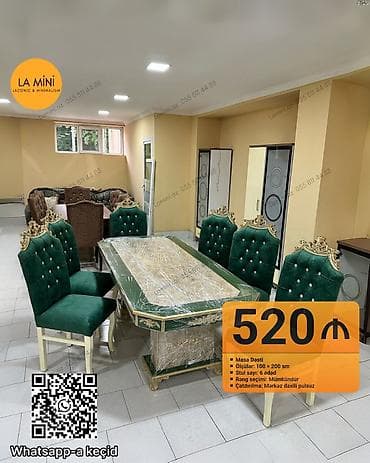 Açılmayan, Dördbucaq masa, 6 stul