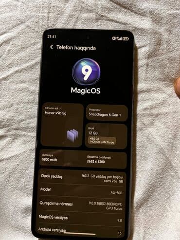 Taclar: Honor X9 5G, 256 GB, rəng - Qara, Barmaq izi — 5