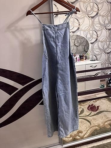 cins kombinezonlar: Denim kombinezon Geniş kəsimli, aşağı hissəsi bol paça Açıq mavi — 2