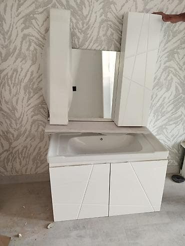 Hamam üçün lavabo dəsti - Material: parlaq ağ keramik lavabo +