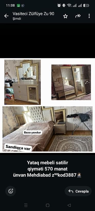 *Yataq mebeli satilir* *qiyməti 570 manat* *ünvan Mehdiabad lalafo.az -da *Yataq mebeli satilir* *qiyməti 570 manat* *ünvan Mehdiabad