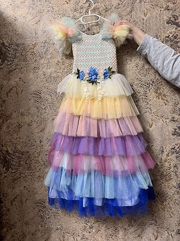 tüllü ətəklər: Uşaq üçün rəngarəng ziyafət/libas paltarı - Model: çoxqatlı tül — 1