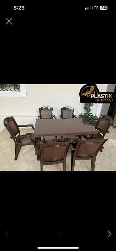 bağ divan: Yeni, Dördbucaq masa, 6 stul, Açılan, Stullar ilə, Plastik, Azərbaycan — 1