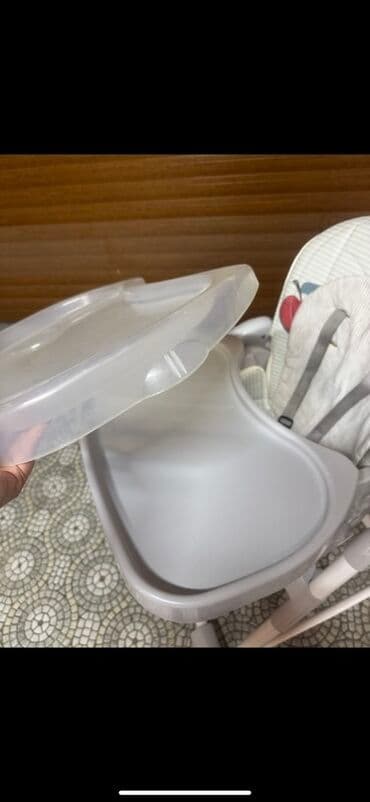 qidalandırmaq üçün uşaq stul yelləncək: Uşaq yemək stulu - Rəng: ağ-boz tonlarda - Yumşaq, naxışlı oturacaq — 6