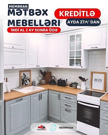 metbex mebelleri kreditle satisi: Sifarişlə mətbəx dəsti, Özü çəkən petlələr, Mat laminat, Kredit var, Pulsuz çatdırılma — 7